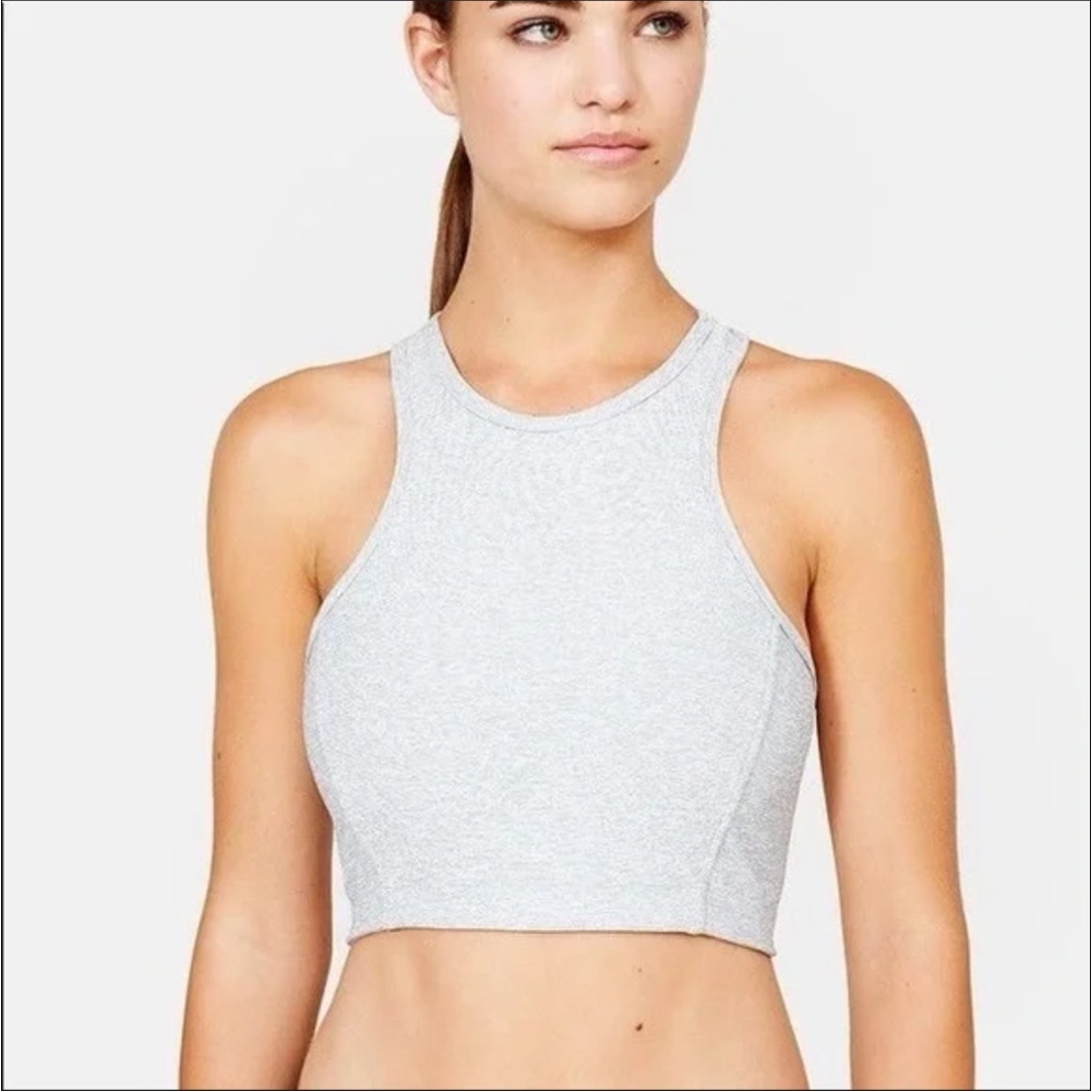 Outdoor Voices Athena Crop Top in a light heather gray size medium